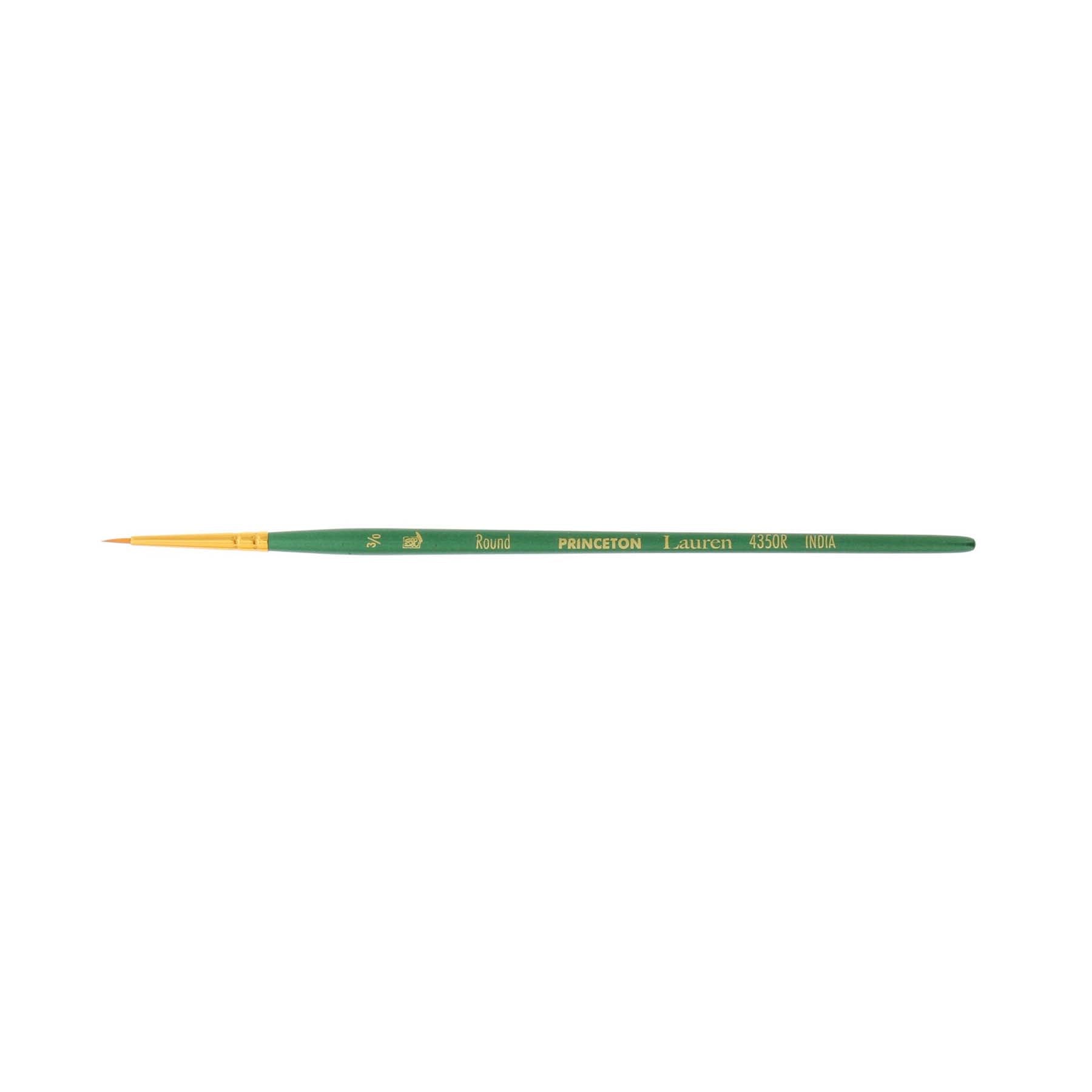 Lauren Round Brush, Synthetic Bristles, Short Handle Watercolor Paintbrush, Evergreen, Size 3/0, 1 Count
