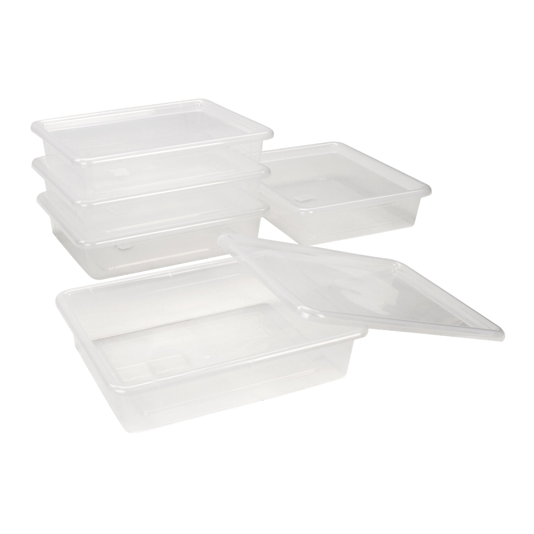 Flat Storage Tray with Lid, Clear
