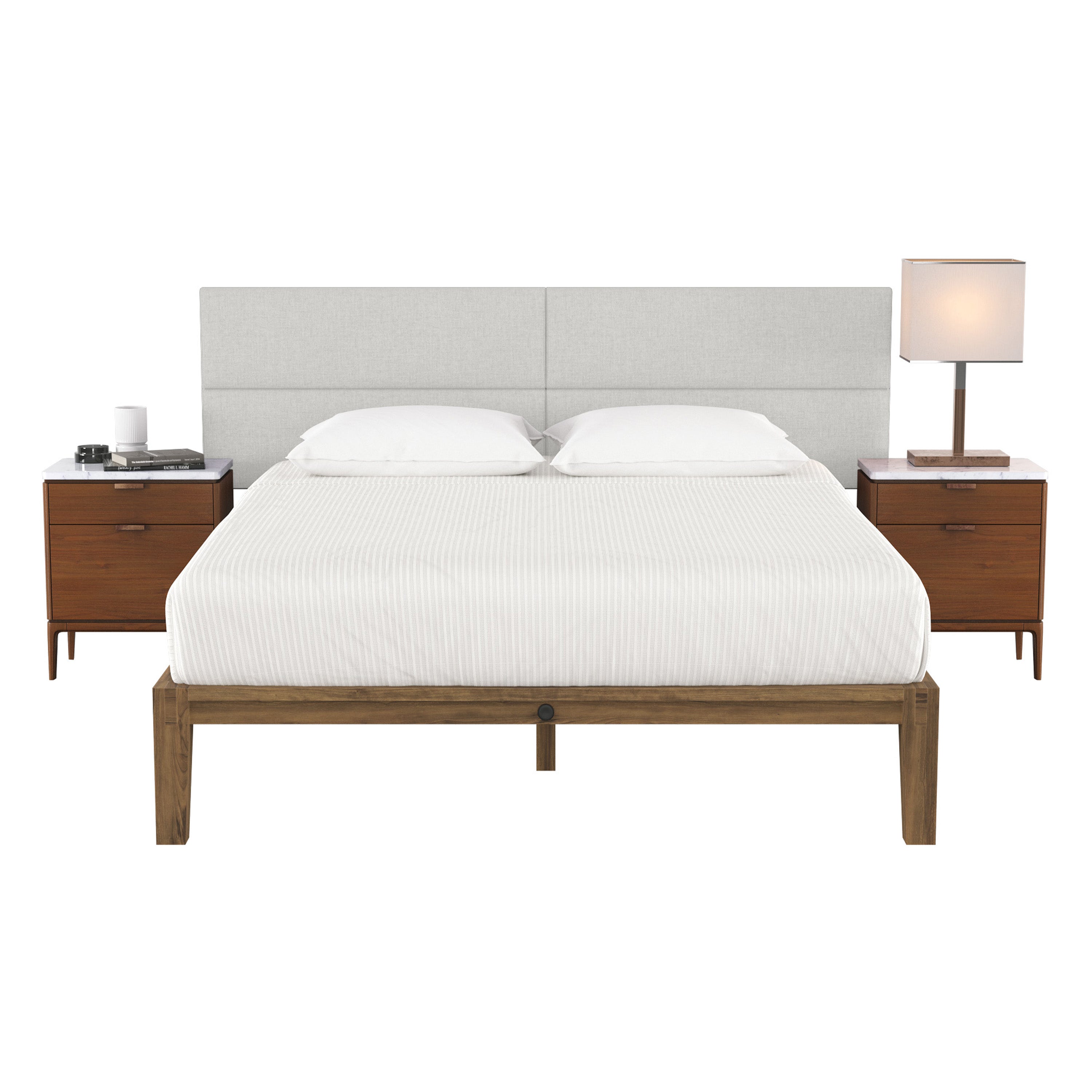 Jaxx Panelist Modern Padded Headboard – Set of 4 Wall Mounted Panels - King, Limestone Grey Microvelvet