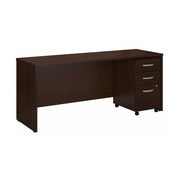 Bush Business Furniture Series C 72W x 24D Office Desk with Mobile File Cabinet in Mocha Cherry - 71.02" Width x 23.35" Depth x 29.8" Height