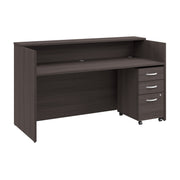 Bush Business Furniture Arrive 72W x 30D Reception Desk with Shelf and Mobile File Cabinet in Storm Gray - 71.02" Width x 29.49" Depth x 40.35" Height