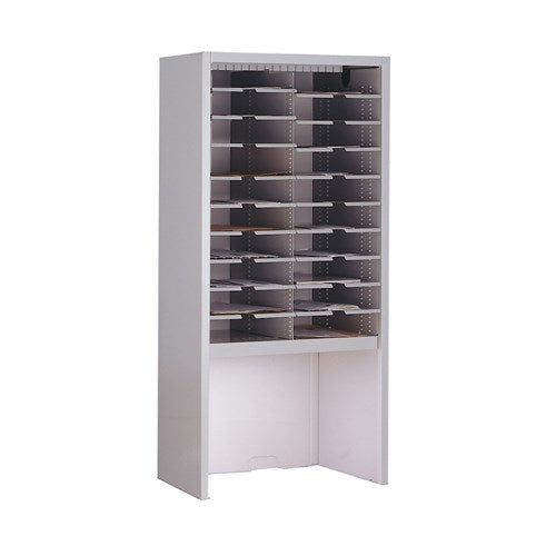 Mailflow Systems Sorter, Closed Back w/ 7" Elevation; 36 Sorting Pockets 15”D without Plexi Doors