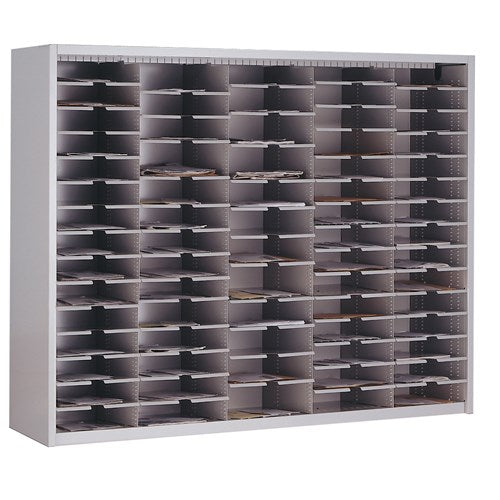 Mailflow Systems Sorter, Closed Back w/ 7" Elevation; 60 Sorting Pockets 15”D without Plexi Doors