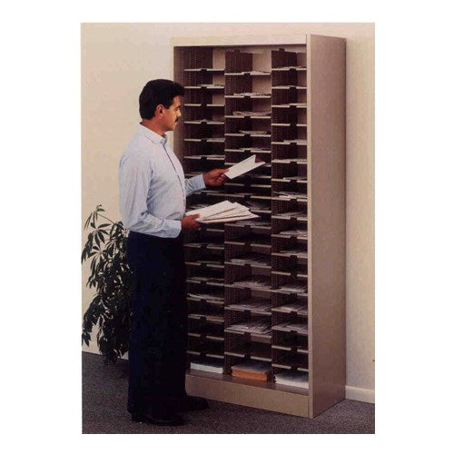 Sorter; 36"W x 80"H; 57 - 3"H x 12"D Pockets w/ Bottom Storage