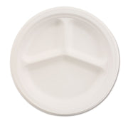 Paper Dinnerware, 3-Compartment Plate, 10.25" Dia, White, 500/carton