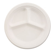 Paper Dinnerware, 3-Compartment Plate, 9.25" Dia, White, 500/carton
