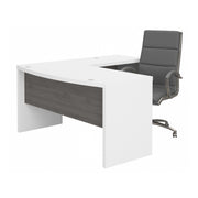 Bush Business Furniture Echo L Shaped Bow Front Desk with High Back Chair in Pure White and Modern Gray - 60" Width x 64.02" Depth x 42.91" Height