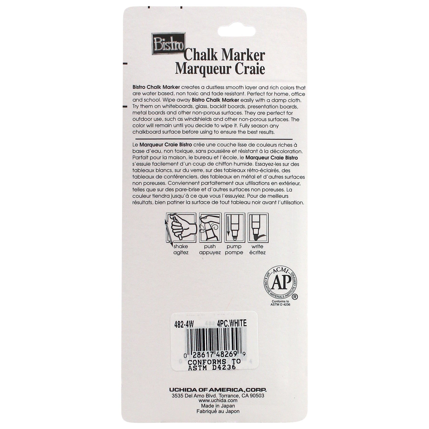 482-4W BISTRO CHALK MARKER FINE SET W
