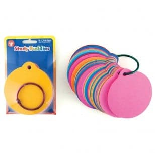 Study Buddies-Book Rings, 100 ct + ring, 3"x9" 12 colors, 2 holes, 2 rings
