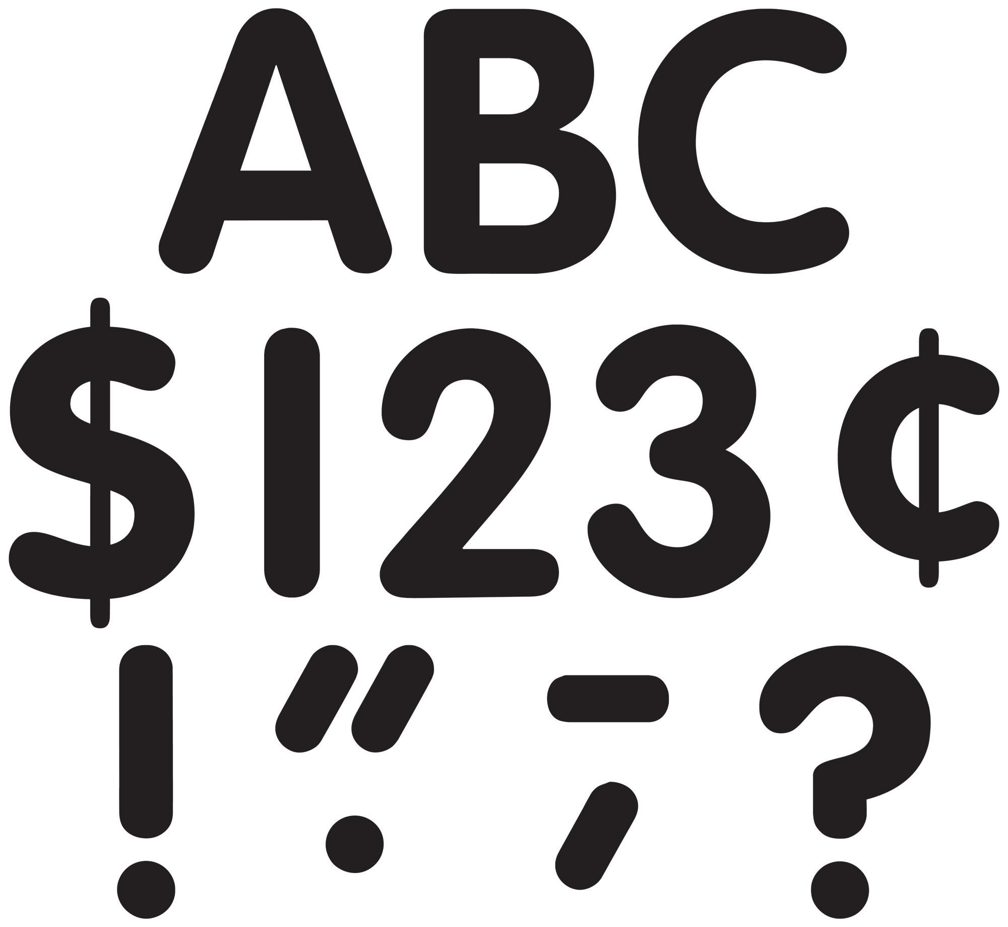 Black Classic 4" Letters Uppercase Pack