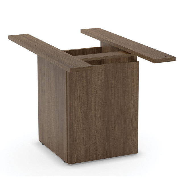 OfficeSource Conference/Multi-Purpose Board Table Cube Base With Access Door - Modern Walnut