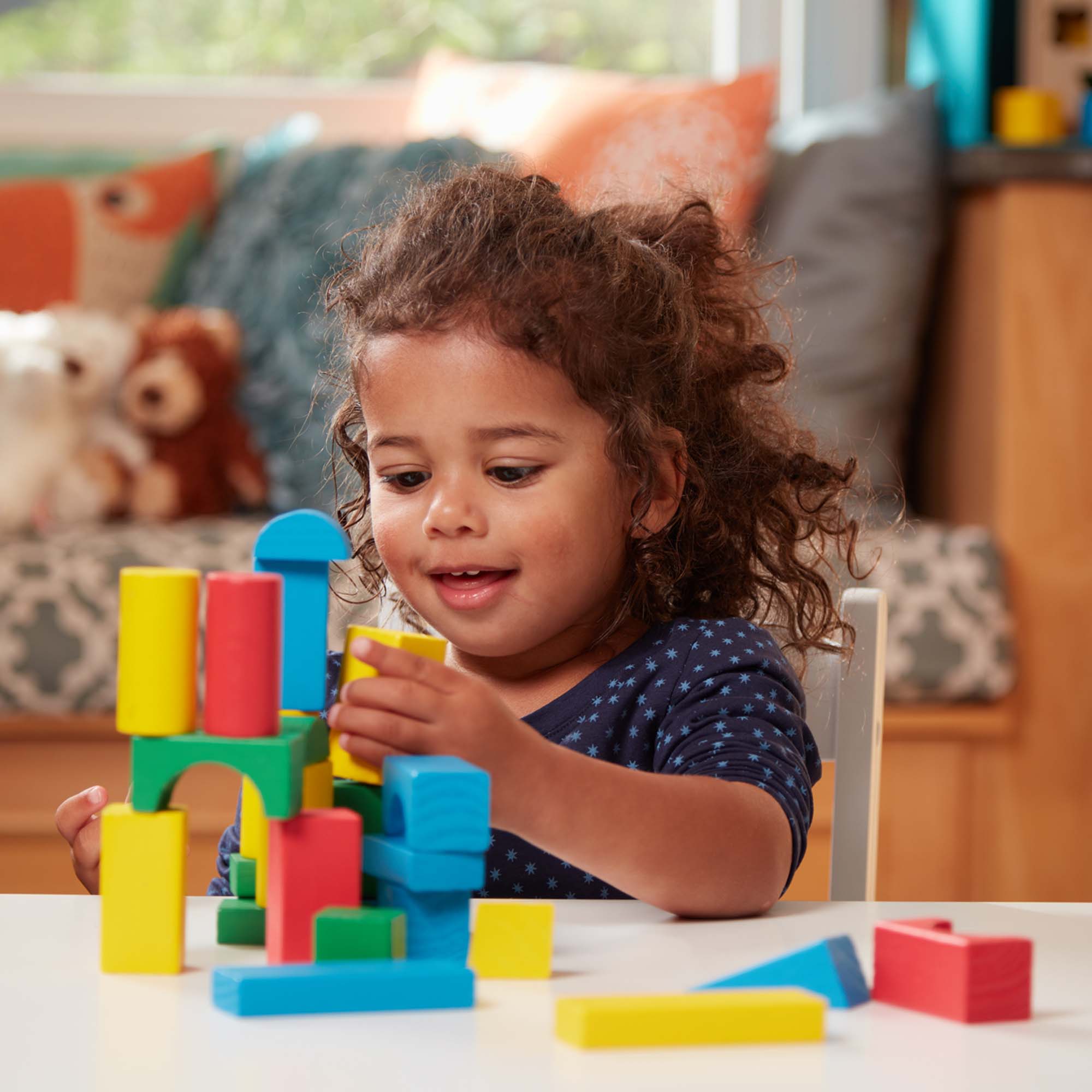 Painted Wood Blocks Set, 100 Pieces