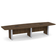OfficeSource  Boat Shaped Conference Table with Elliptical Base - 12' - Modern Walnut