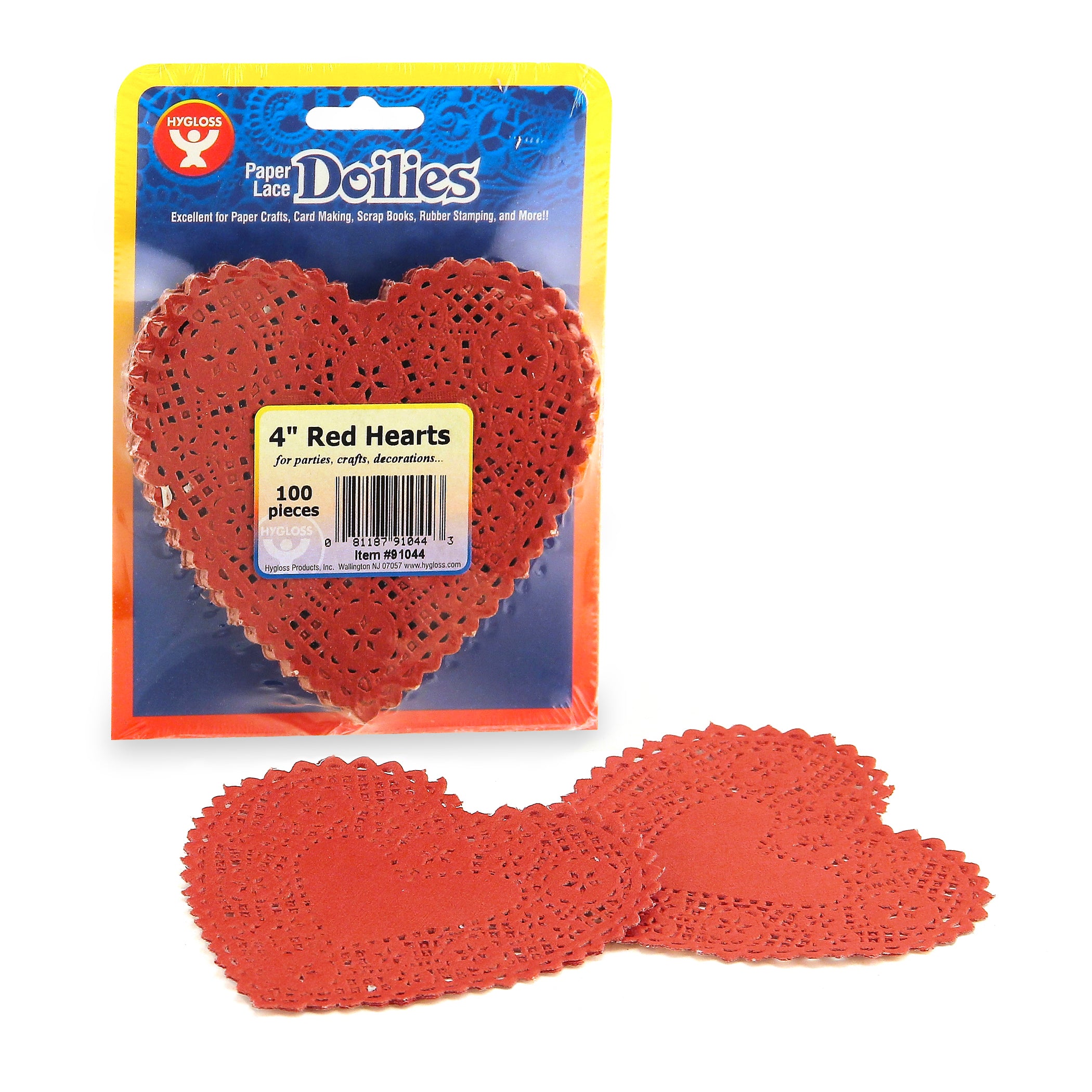 Doilies - Heart, 100 ct., 4" Red