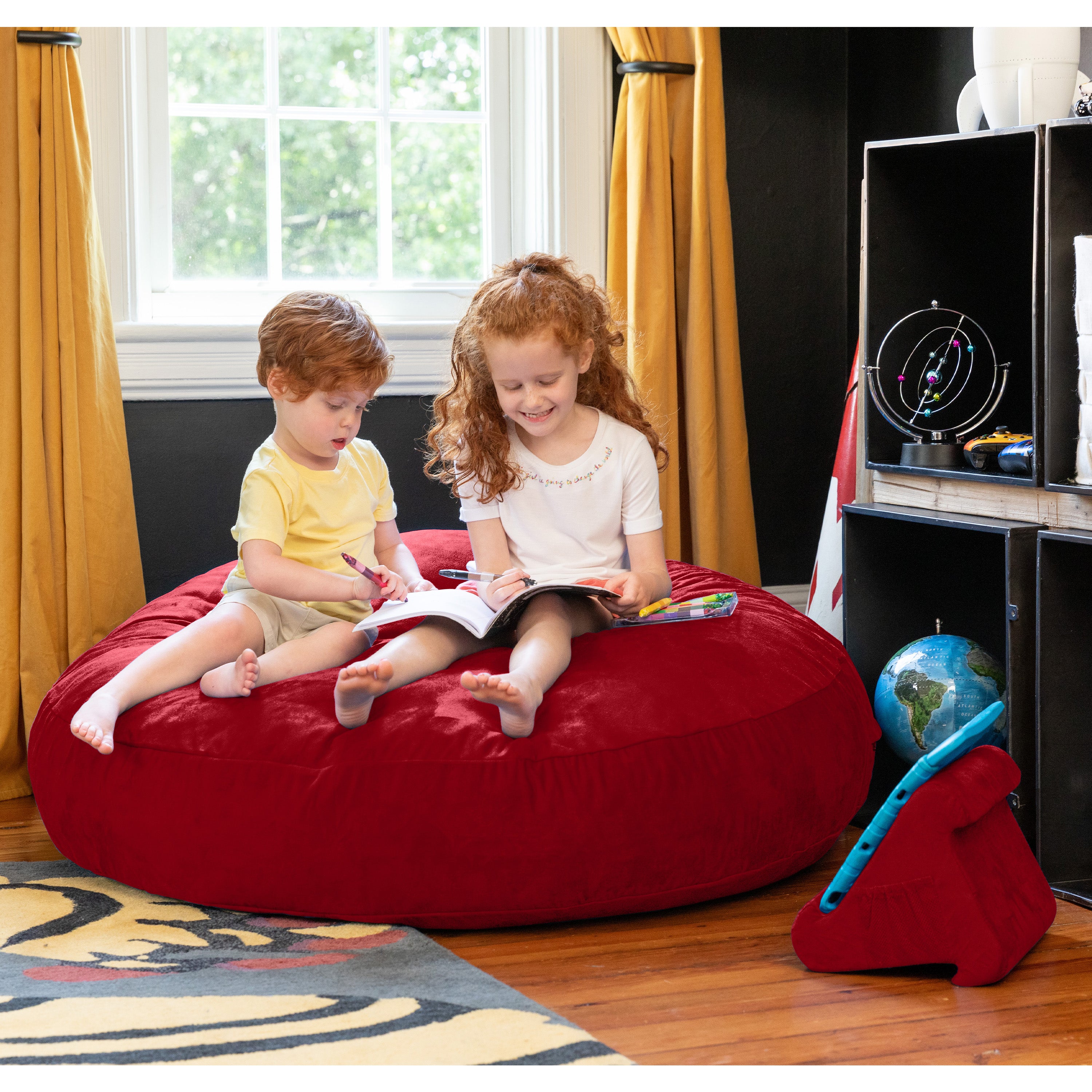 Jaxx Cocoon 4 Foot Bean Bag Chair and Crash Pad, Cherry