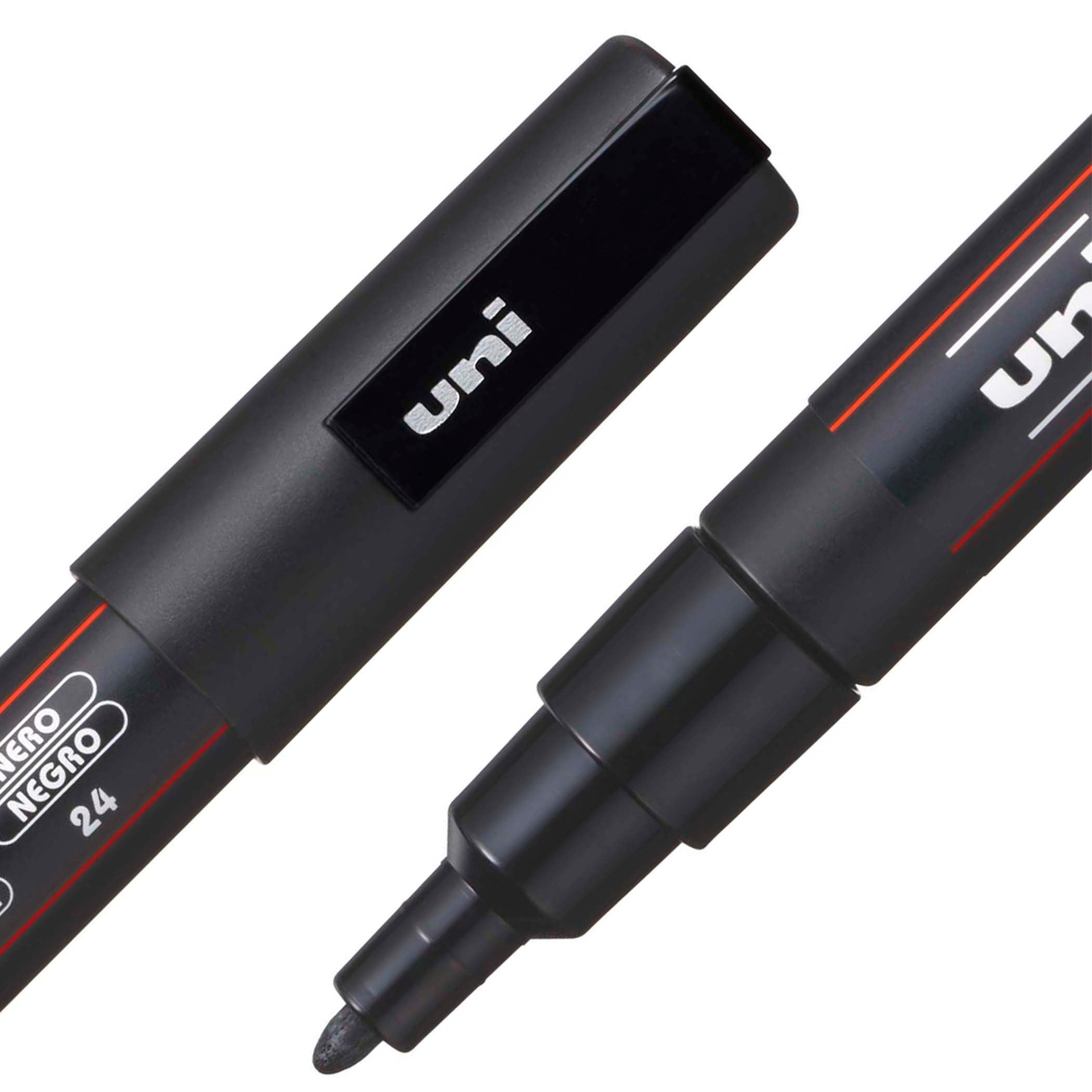 uni® POSCA PC-3M Water-Based Paint Markers, Reversible Fine Tip (0.9-1.3mm), Black