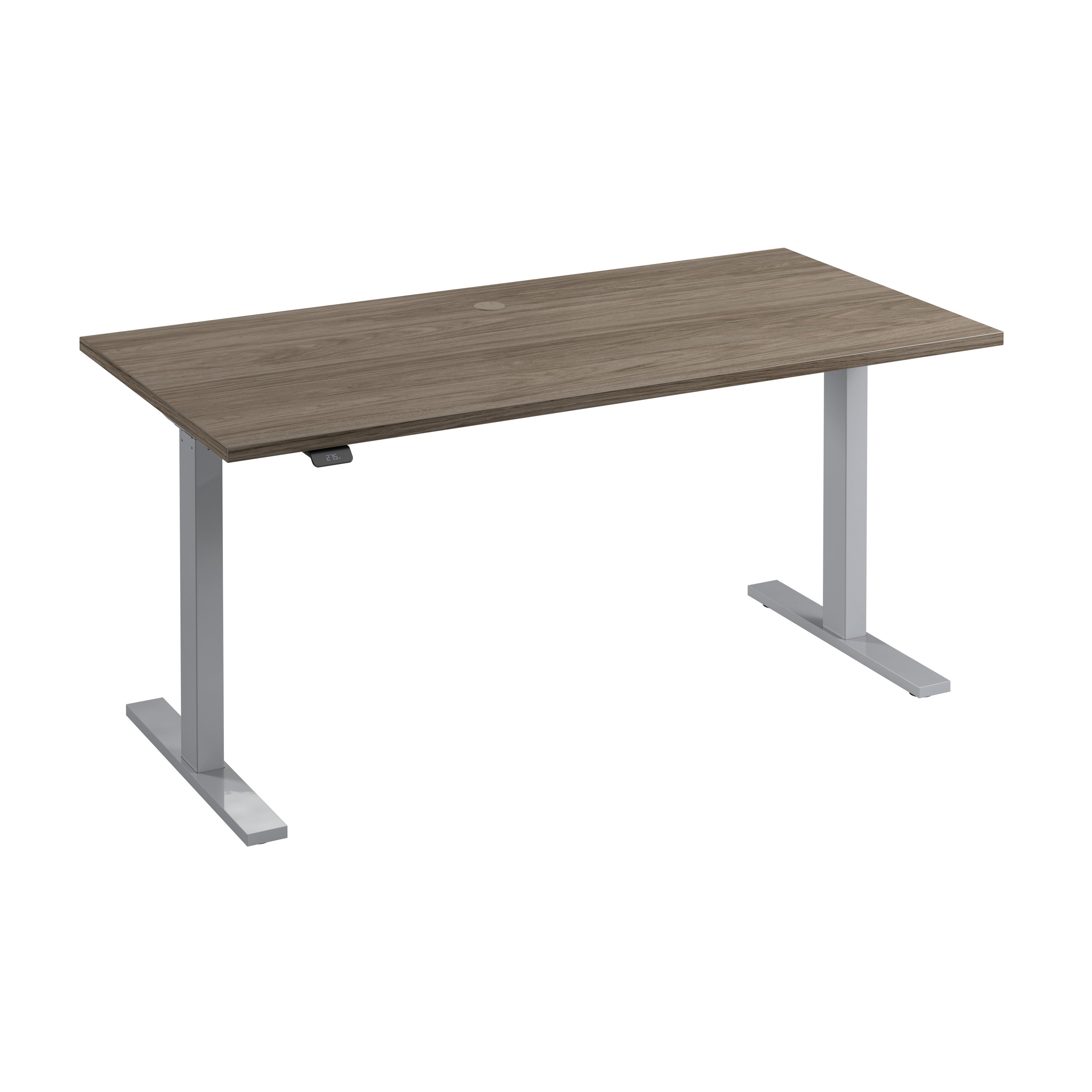 Bush Business Furniture Move 60 Series 60W x 30D Electric Height Adjustable Standing Desk in Modern Hickory with Metallic Gray Base - 59.45" Width x 29.37" Depth x 47.69" Height