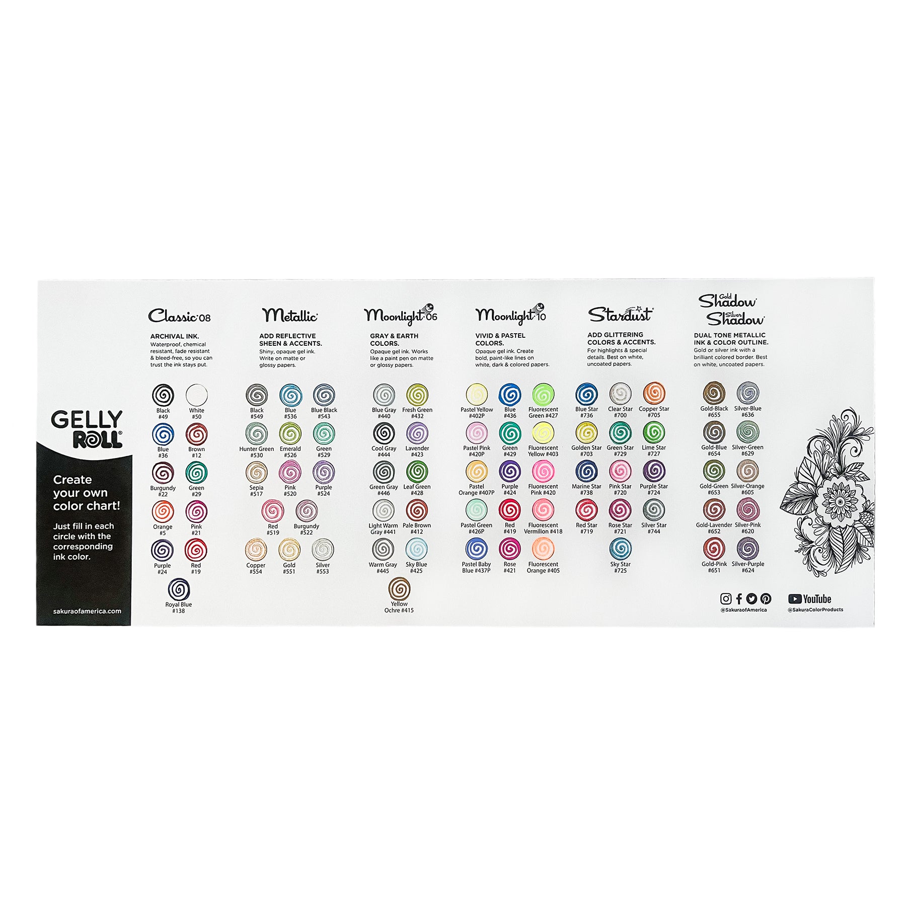 Gel Pens in Reusable Case, 74-Piece Set
