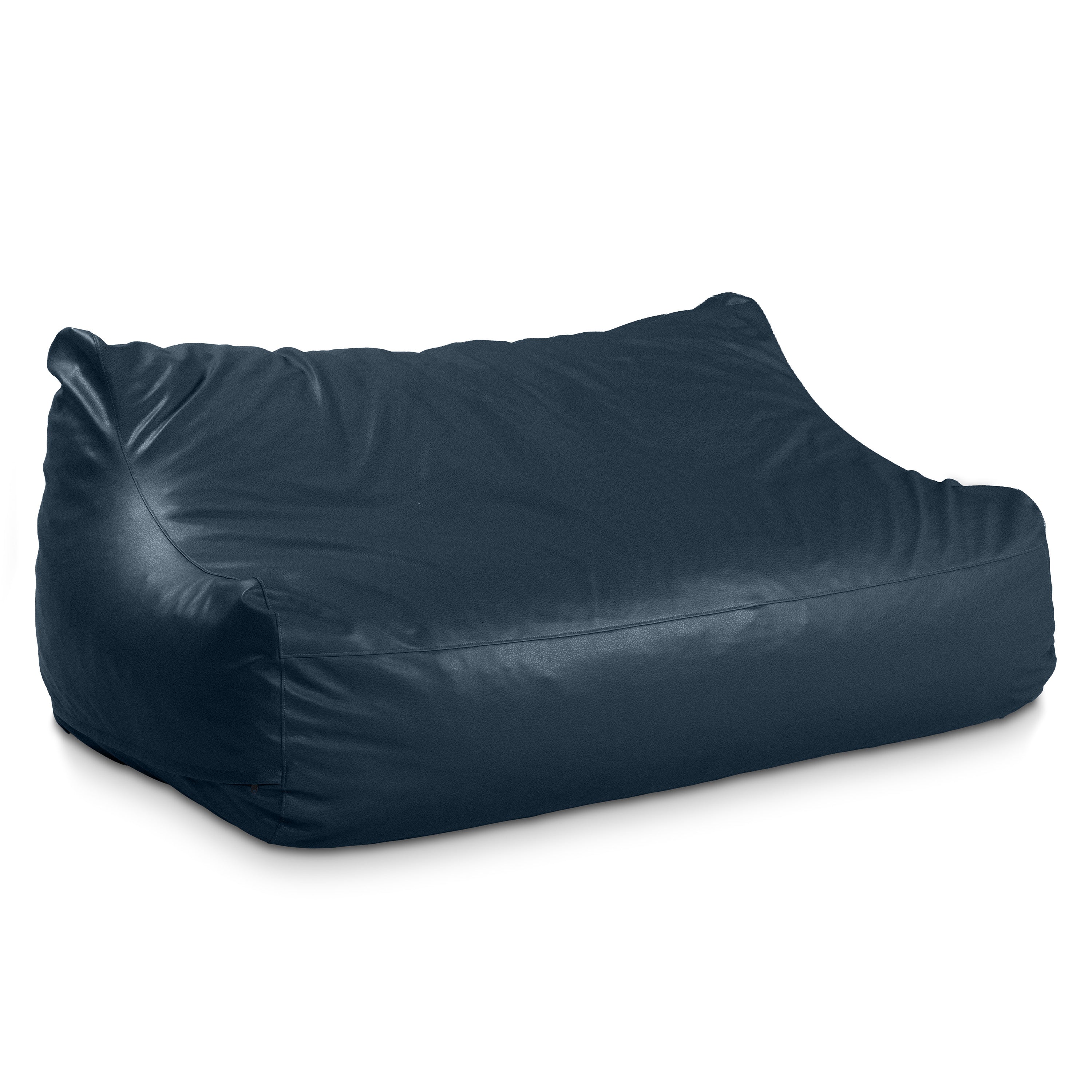 Atrium Collection Lozia Loveseat - Large Foam Bean Bag Sofa for Home Theaters, Offices, Schools, Reception & Waiting Rooms - Faux-Leather - Oxford Blue