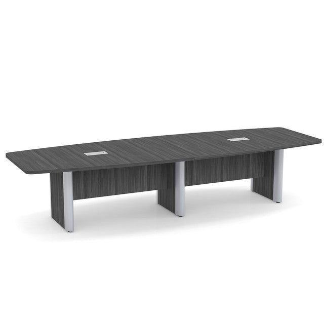 OfficeSource  Boat Shaped Conference Table with Elliptical Base - 12' - Coastal Gray