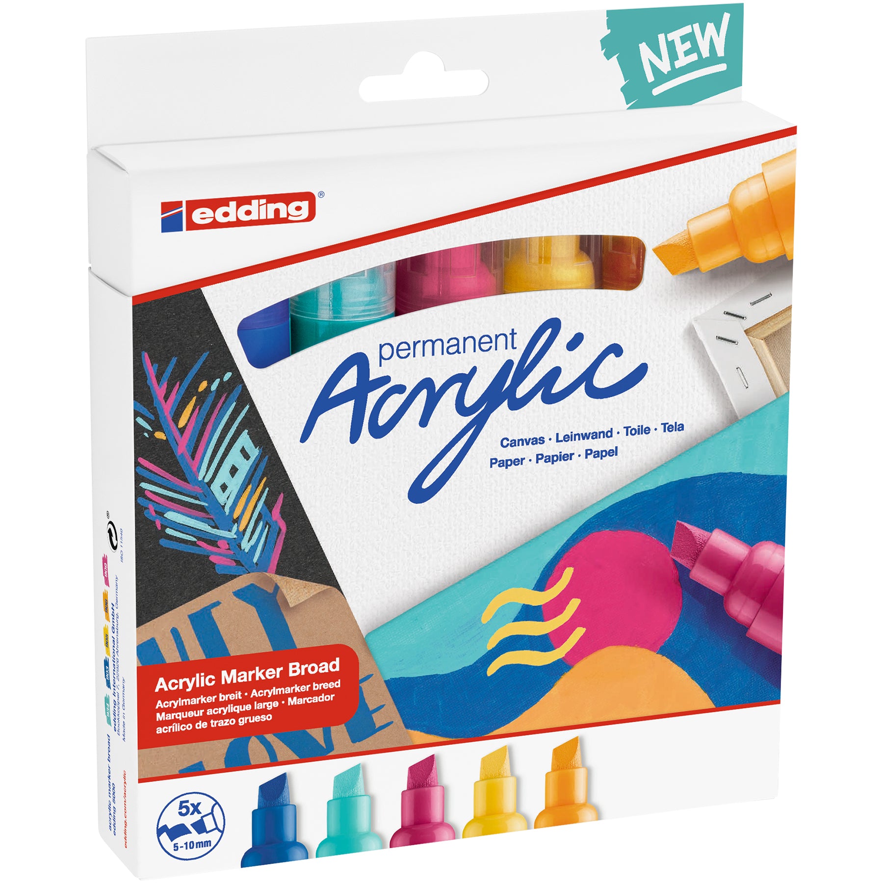 edding 5000 Acrylic Marker - Broad - Set of 5 Assorted - Abstract