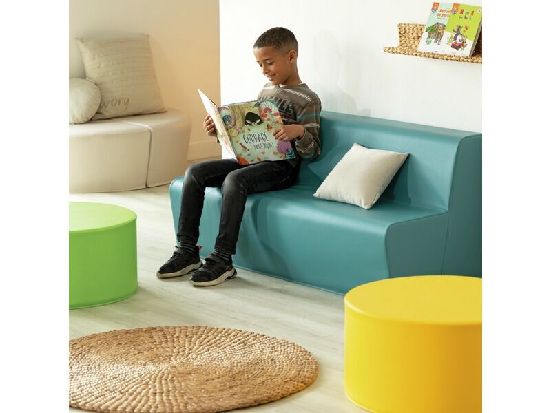 Round Pouffe Basic - Light Green, 6.7"H