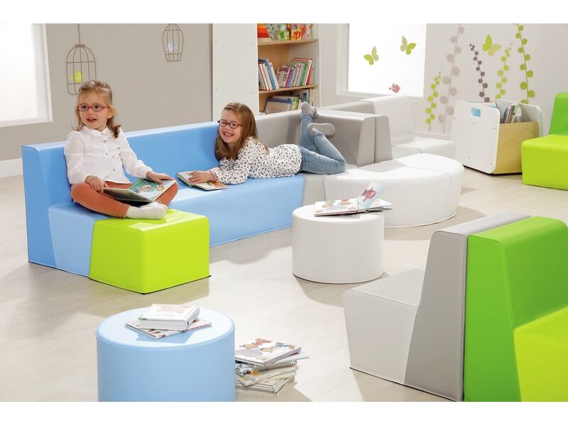 Round Pouffe Basic - White, 6.7"H