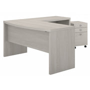 Bush Business Furniture Echo L Shaped Bow Front Desk with Mobile File Cabinet in Gray Sand - 60" Width x 64.33" Depth x 30" Height
