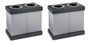 28 Gal. Black Plastic 2-Compartment Indoor Trash Can and Recycling Bin 2 Pack