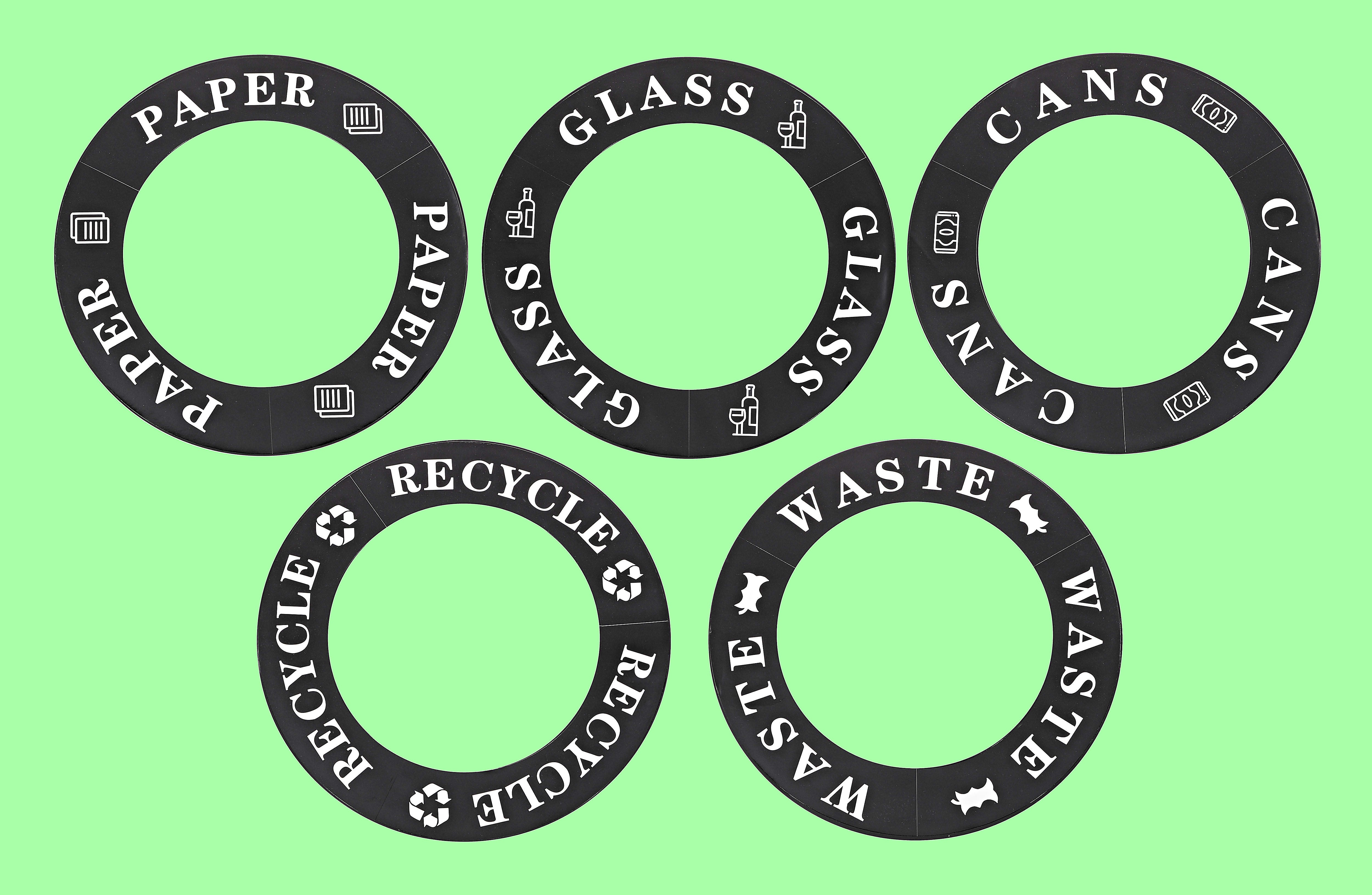 28 Gal. Black Plastic 2-Compartment Indoor Trash Can and Recycling Bin 2 Pack