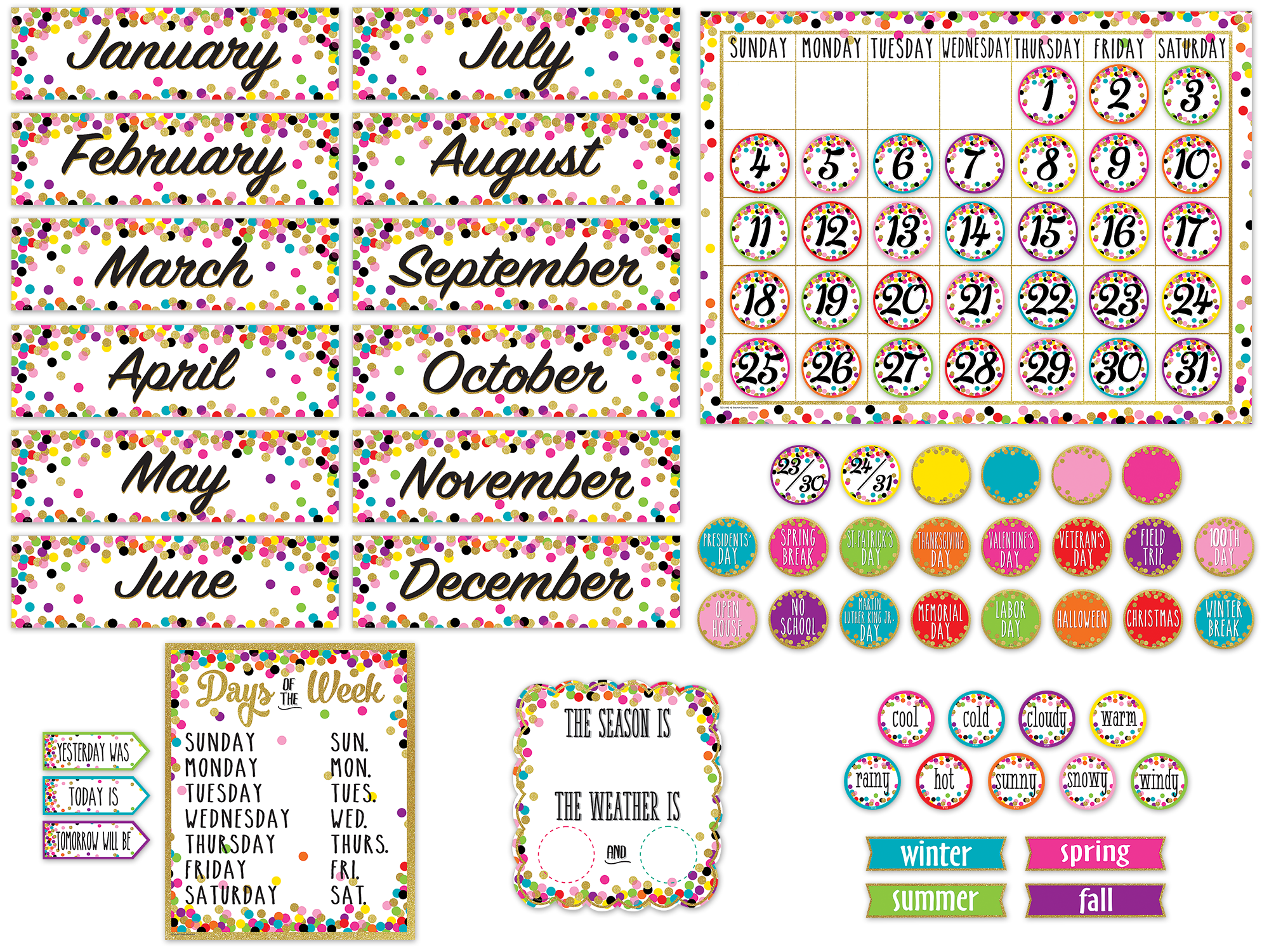 Confetti Calendar Bulletin Board
