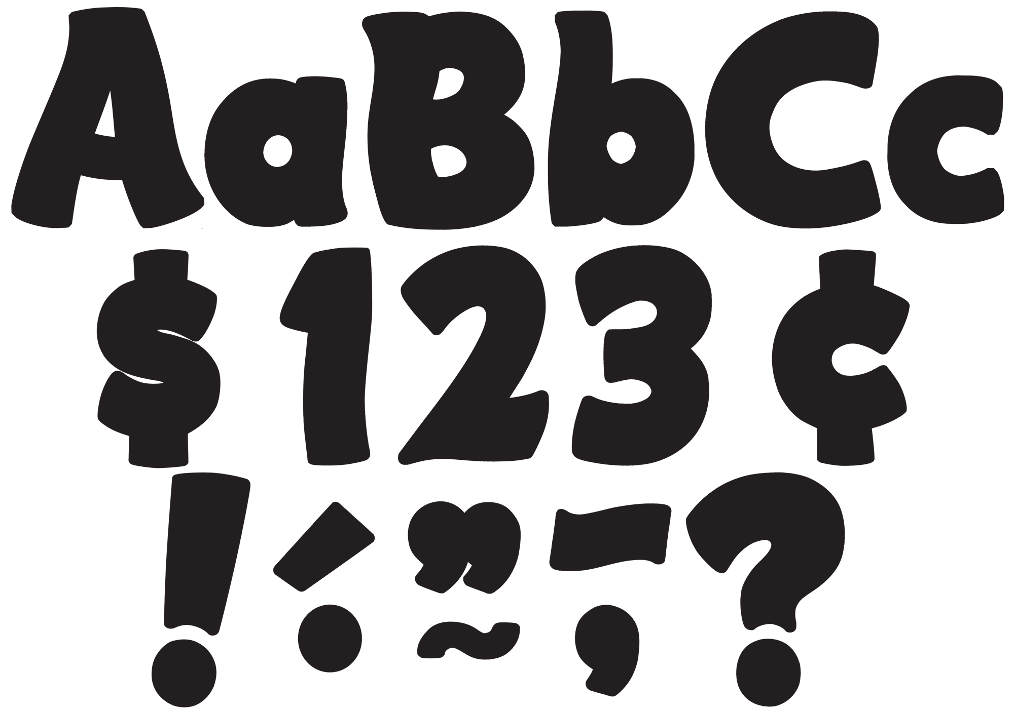 Black Funtastic 4" Letters Combo Pack