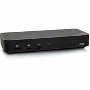C2G USB-C 11-in-1 Hybrid DisplayLink and DP Alt Mode Triple 4K Docking Station with HDMI DisplayPort Ethernet USB 3.5mm Audio and Power Delivery up to