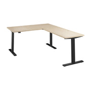 Bush Business Furniture Move 60 Series 60W Height Adjustable L Shaped Standing Desk in Natural Elm with Black Base - 59.45" Width x 76.97" Depth x 27.44" Height