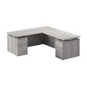 Bush Business Furniture Stratus&nbsp;72W x&nbsp;78D Height Adjustable L Shaped Standing Desk with Drawers in Platinum Gray with Metallic Gray Base - 71.02" Width x 76.97" Depth x 27.44" Height