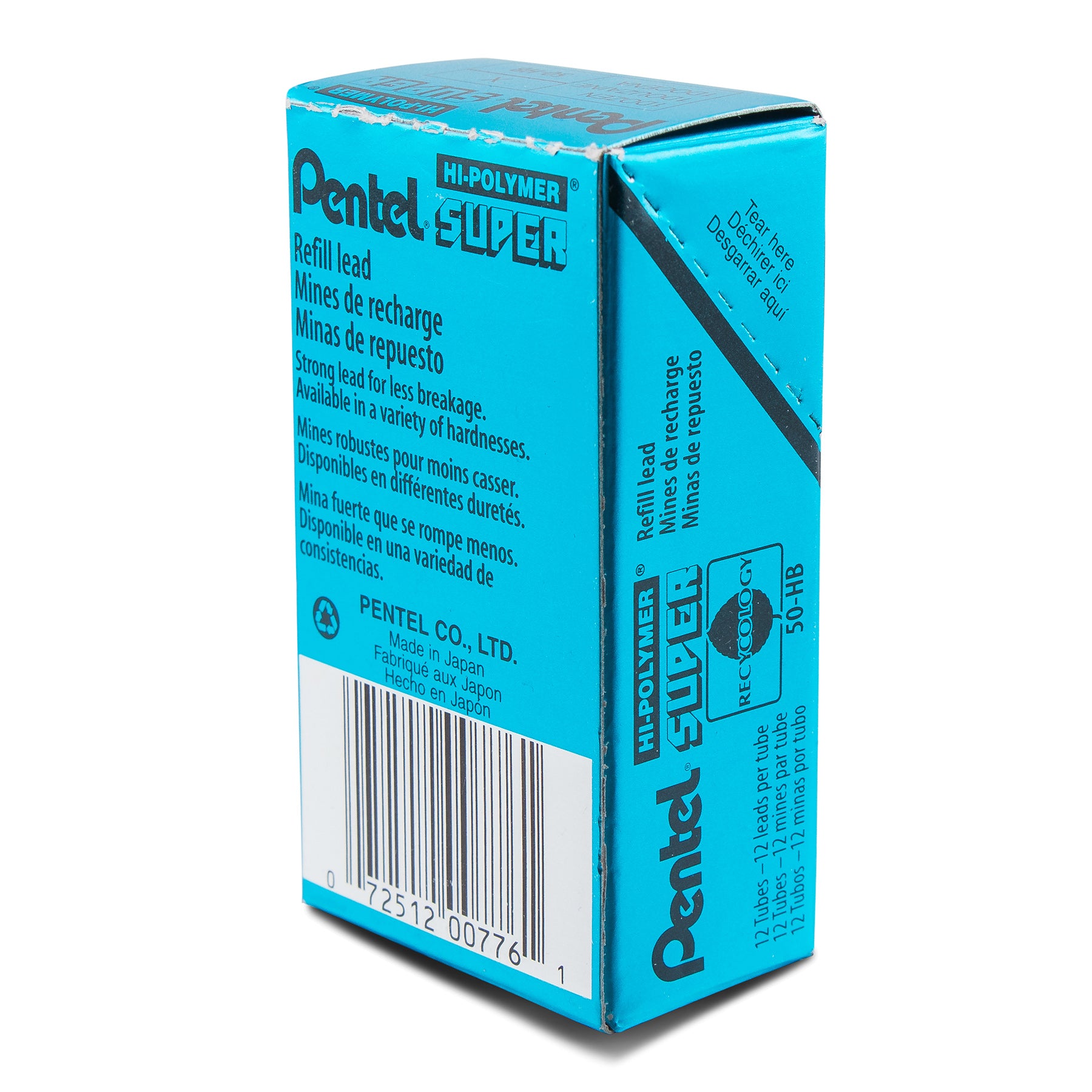 Super Hi-Polymer Lead Refill (0.7mm) Medium, HB, 12 Pieces/Tube, 12 Tubes/Box