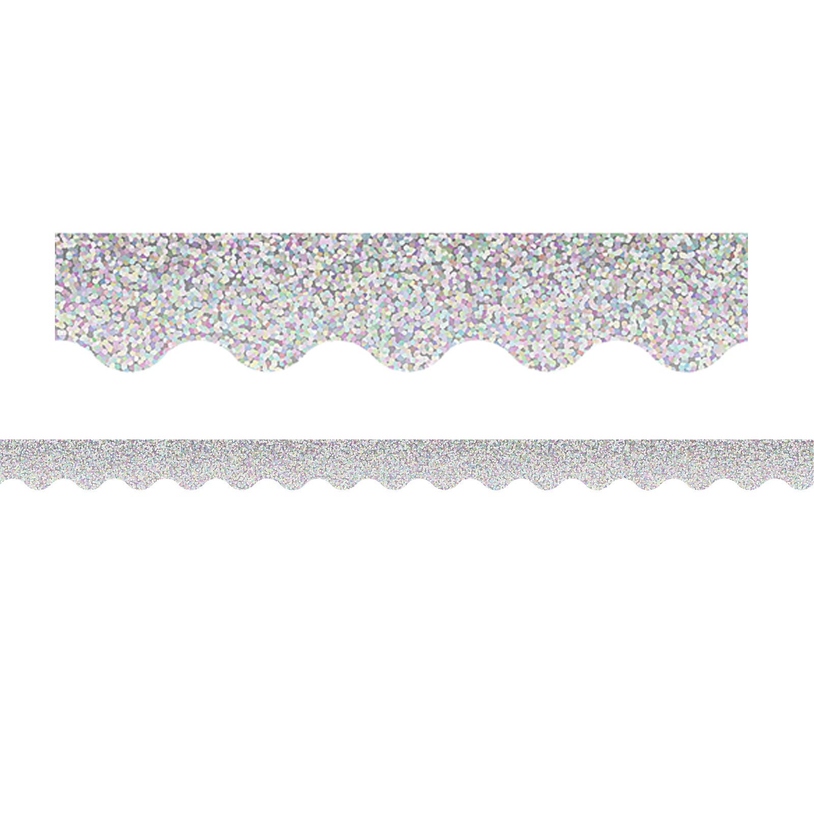 Silver Sparkle Scalloped Border Trim