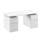 Bush Business Furniture Stratus&nbsp;60W x&nbsp;30D Electric Height Adjustable Standing Desk with Drawers in White with White Base - 59.45" Width x 29.37" Depth x 27.44" Height