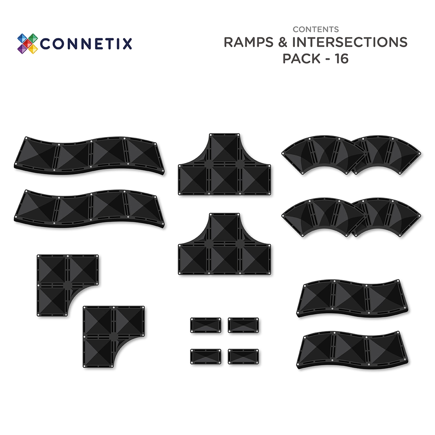 Magnetic Tiles Ramps & Intersections Pack, 16 Pieces