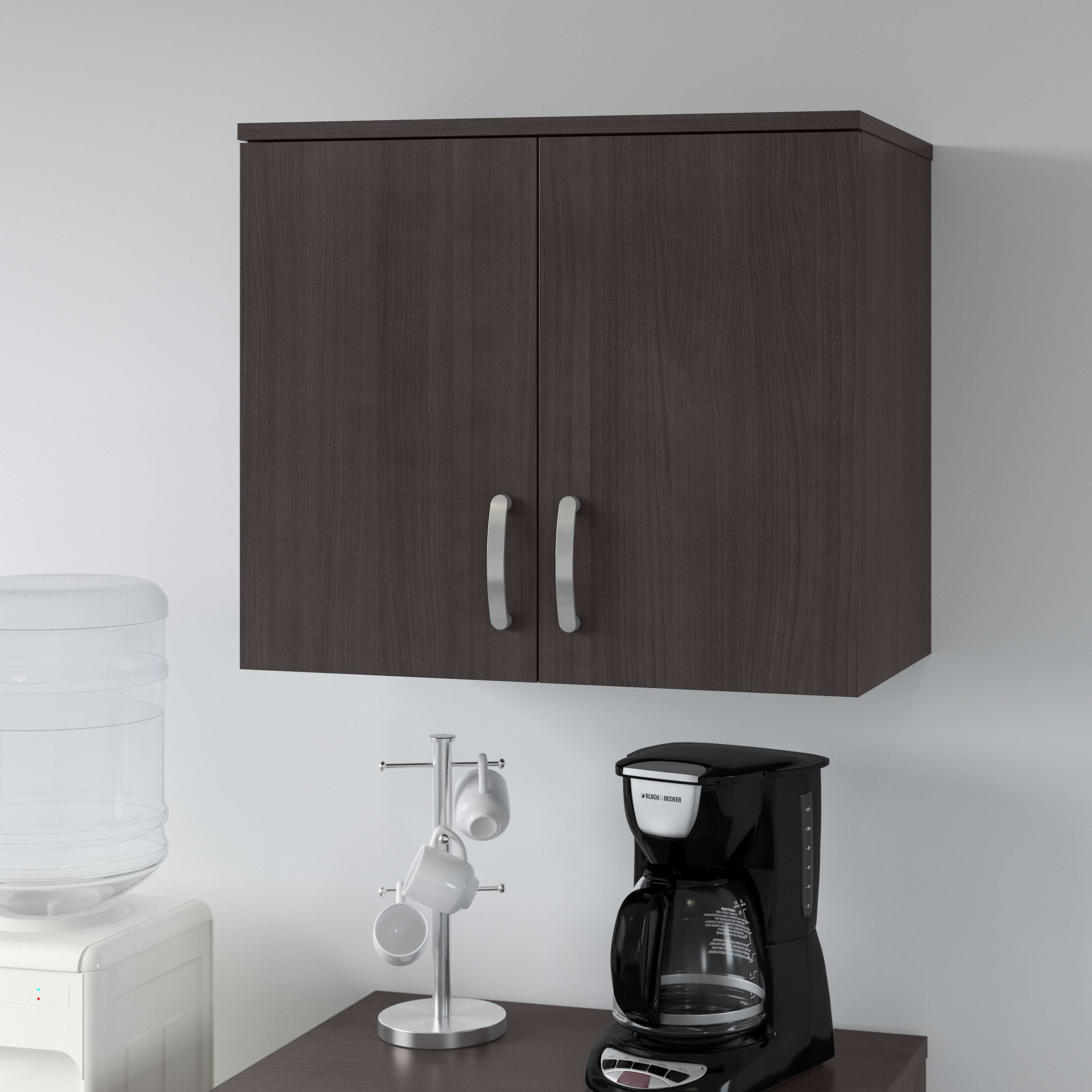 Bush Business Furniture Universal Wall Cabinet with Doors and Shelves in Storm Gray - 28.35" Width x 15.51" Depth x 24.17" Height