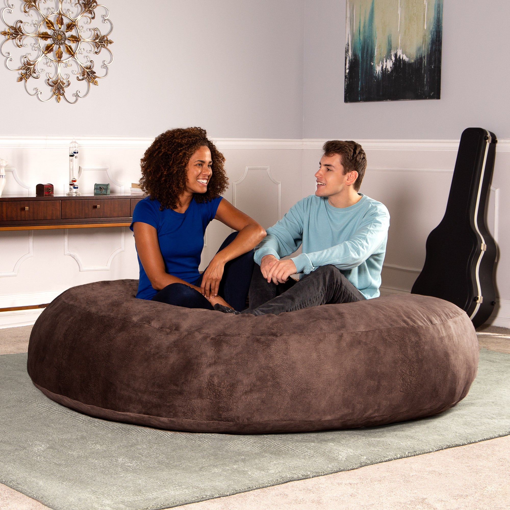 Jaxx 6 Foot Cocoon - 2-in-1 Convertible Bean Bag Bed & Large Bean Bag Chair for Adults, Chestnut