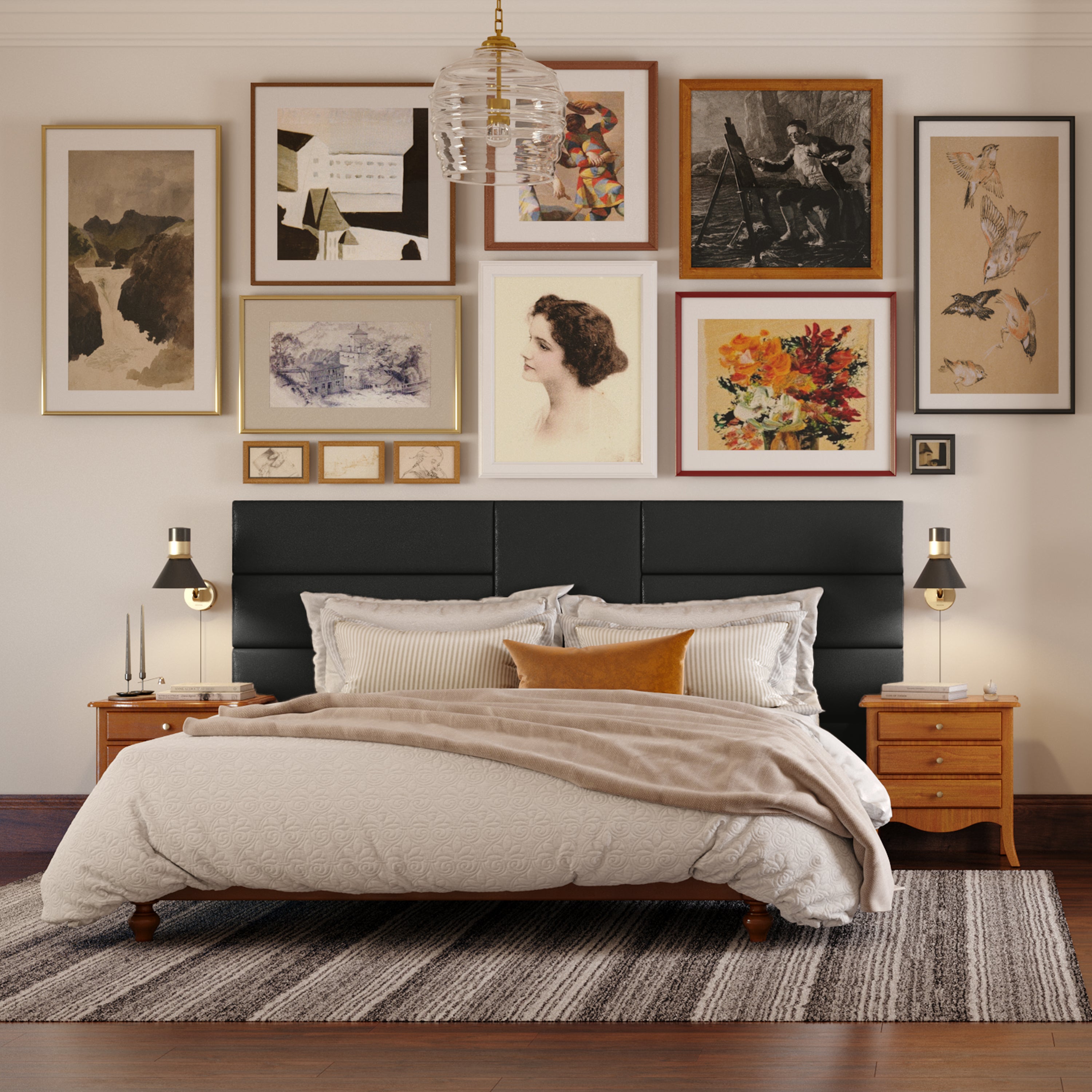 Jaxx Panelist Modern Padded Headboard- Wall Mounted Panel (22.5" x 22.5") - 1 Pack, Vegan Leather, Bristle Blue