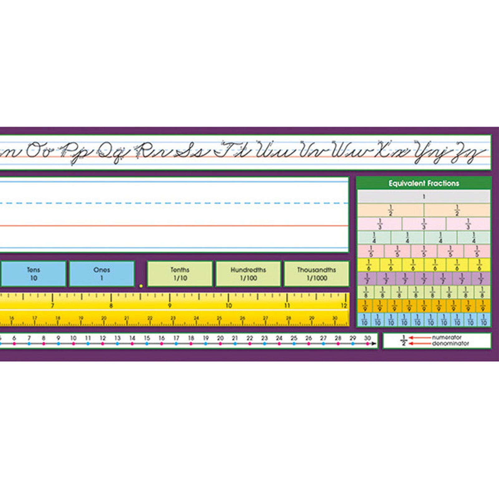 Adhesive Intermediate Traditional Cursive Desk Plates, 17.5" x 4", Pack of 36