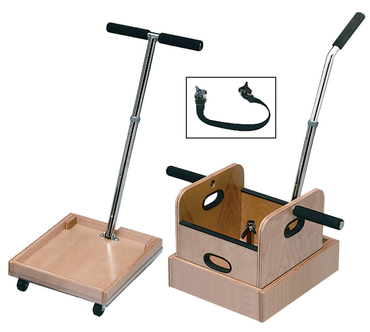 FCE Work Device - Mobile Weighted cart with T-handle, accessory box, and sled with straight handle