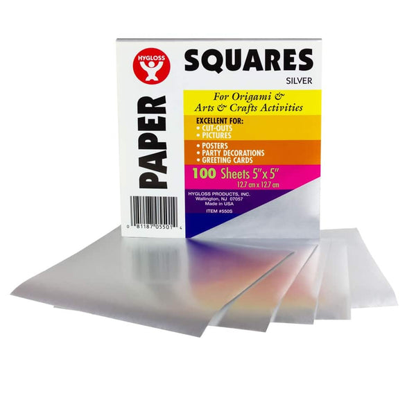 Squares - 5", 100 ct, Silver (Matte finish) Origami Paper
