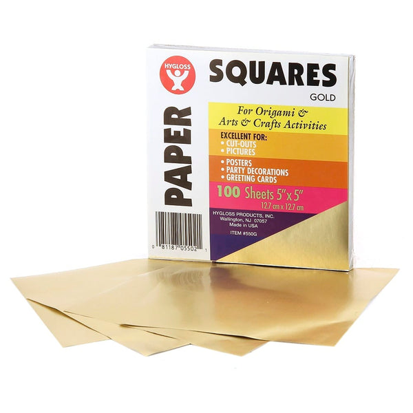 Squares - 5", 100 ct, Gold (Matte finish) Origami Paper