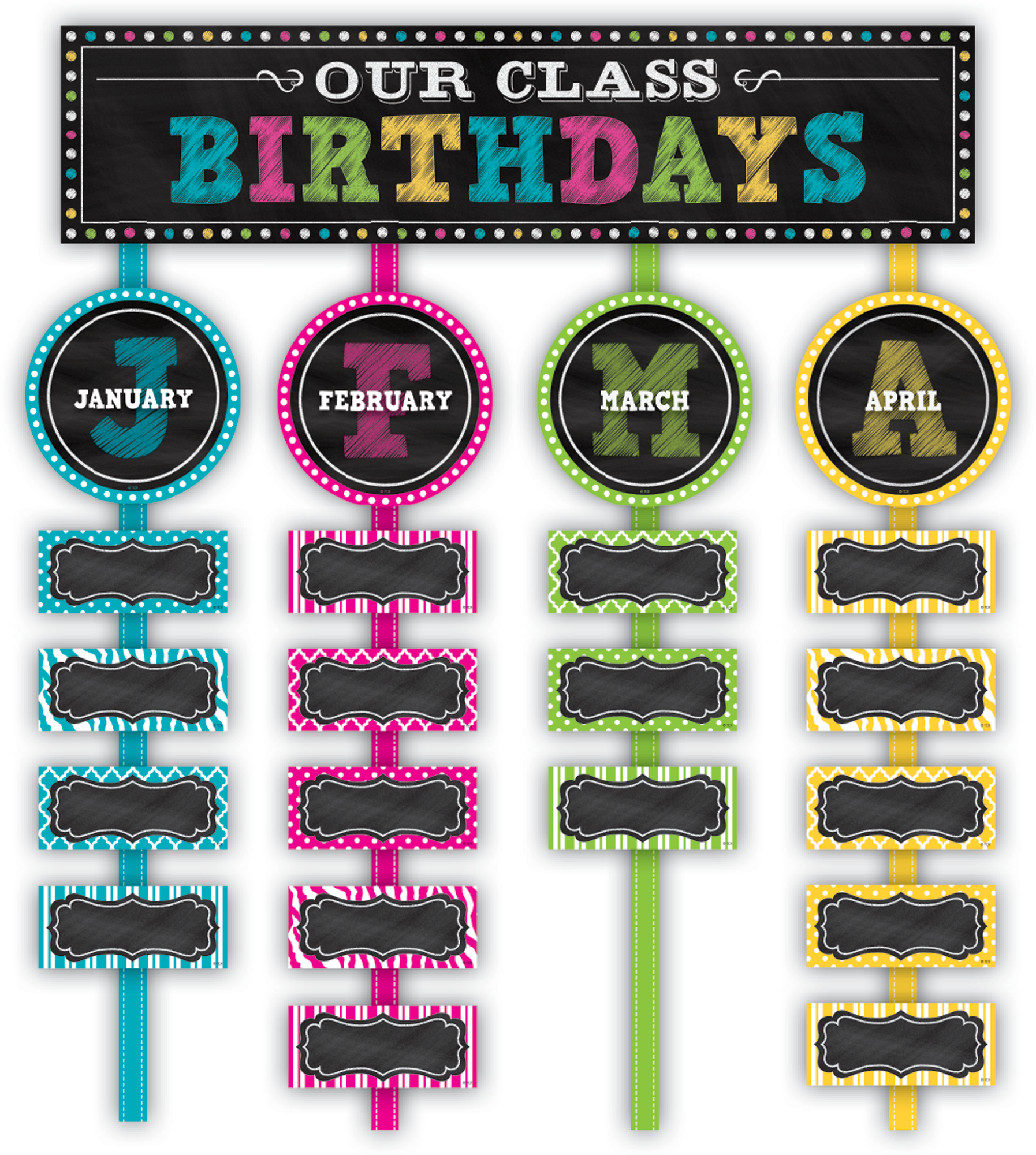 Chalkboard Brights Our Class Birthdays Mini Bulletin Board