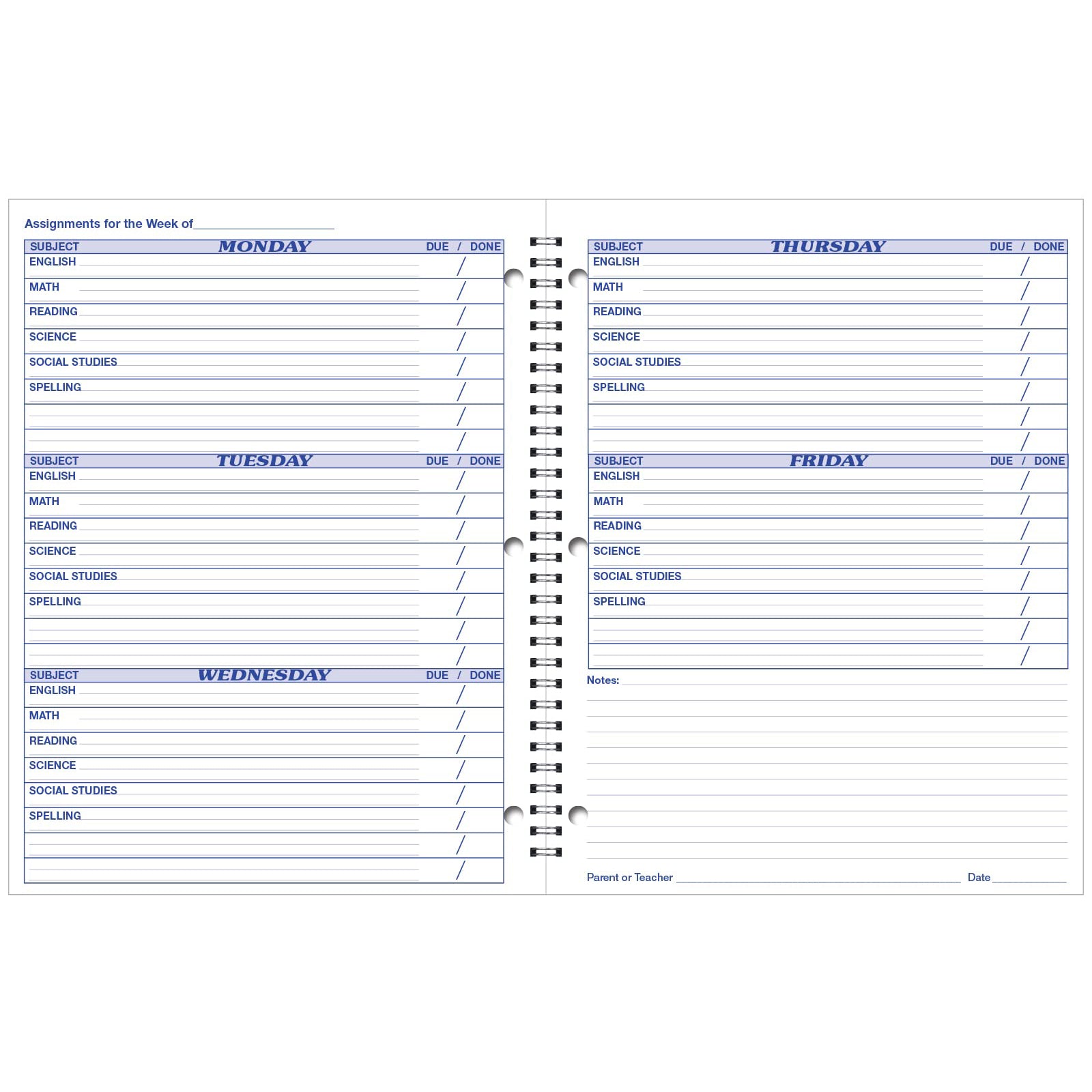 Student Assignment Book