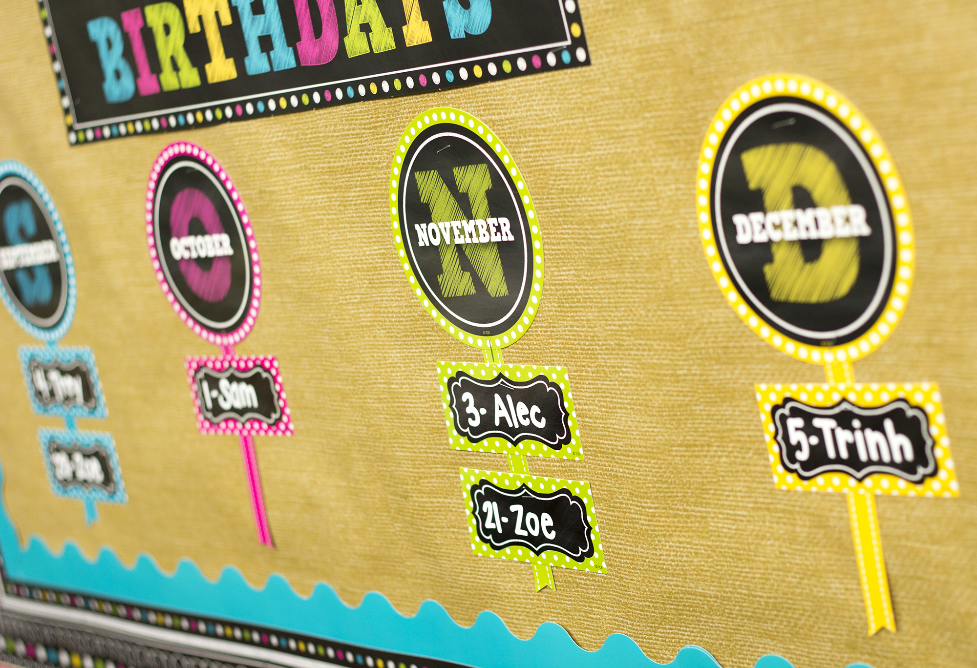 Chalkboard Brights Our Class Birthdays Mini Bulletin Board