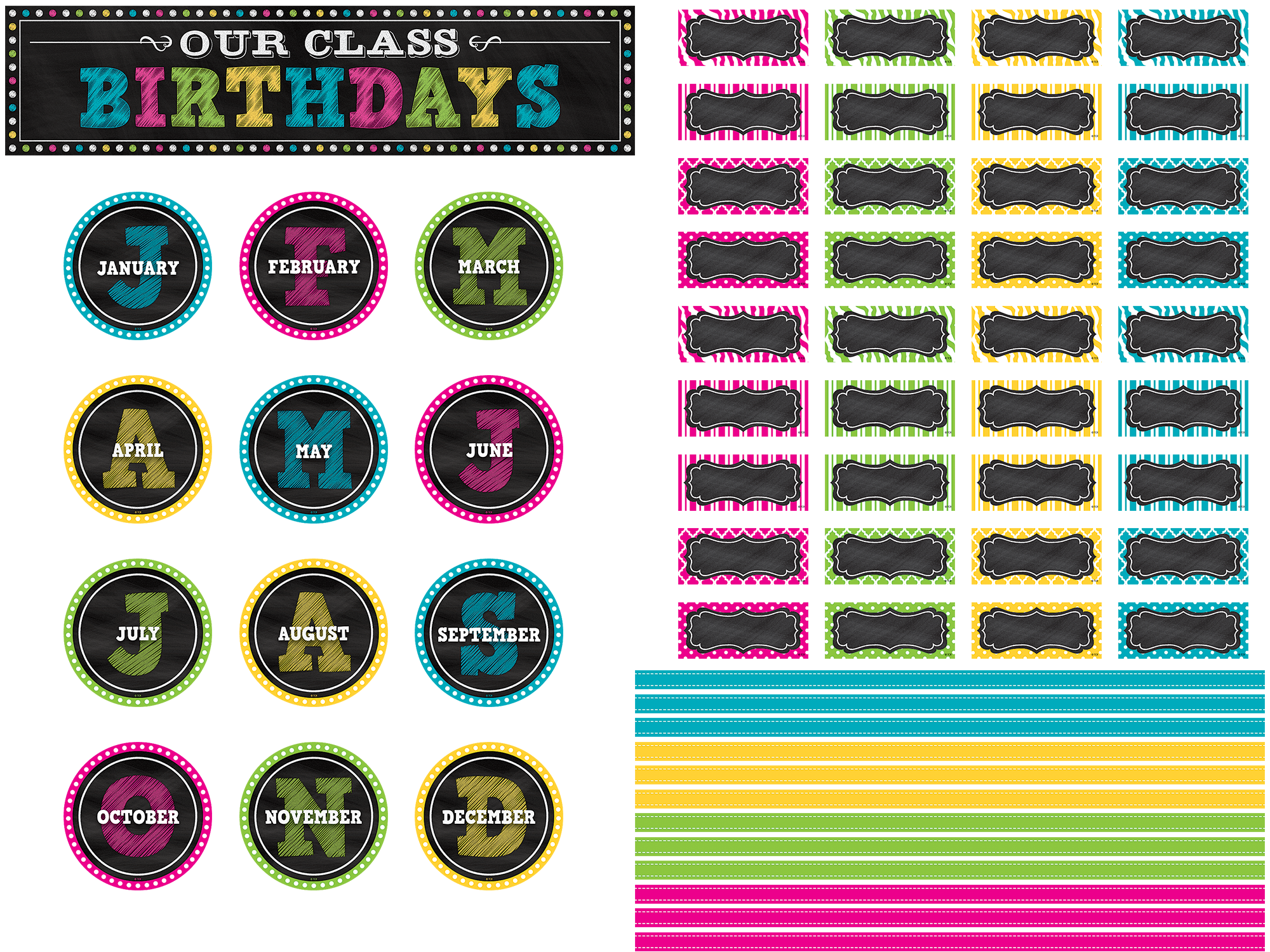 Chalkboard Brights Our Class Birthdays Mini Bulletin Board
